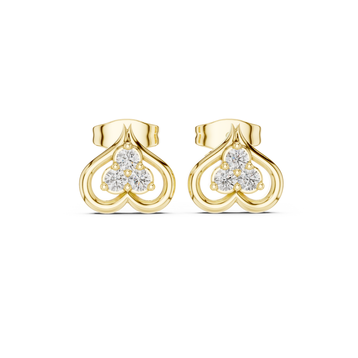 Trinity Heartleaf Cluster Diamond Studs