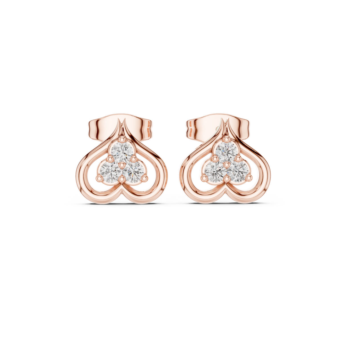 Trinity Heartleaf Cluster Diamond Studs