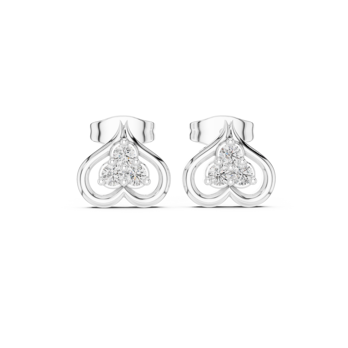 Trinity Heartleaf Cluster Diamond Studs