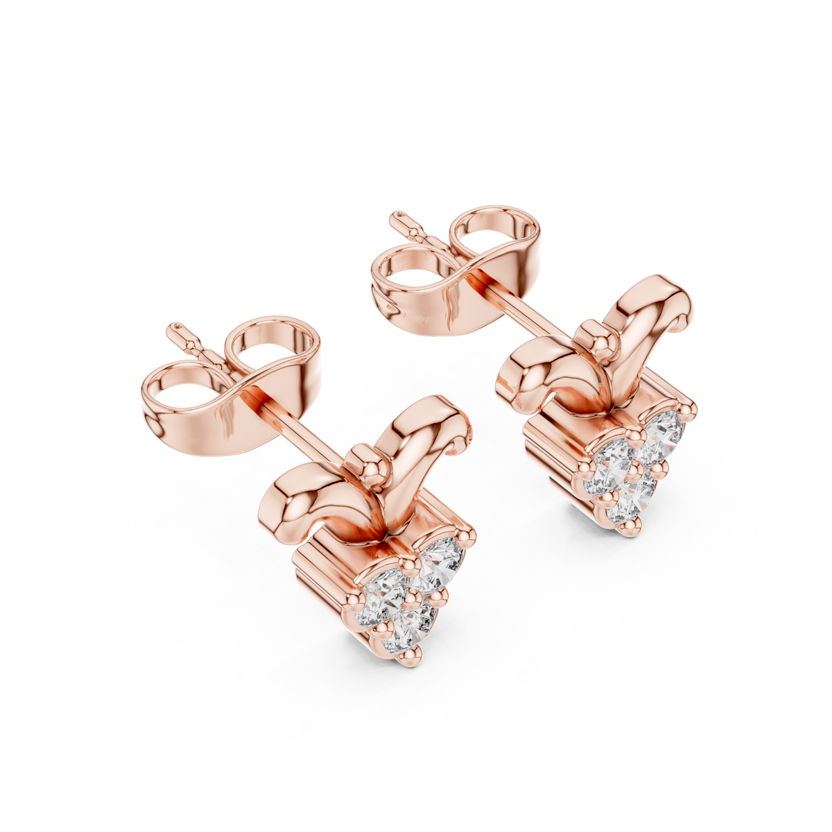 Bow Petal Trinity Diamond Studs