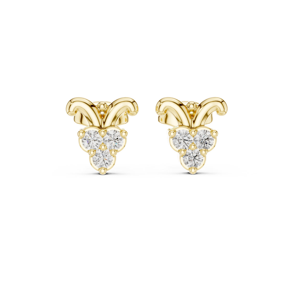 Bow Petal Trinity Diamond Studs