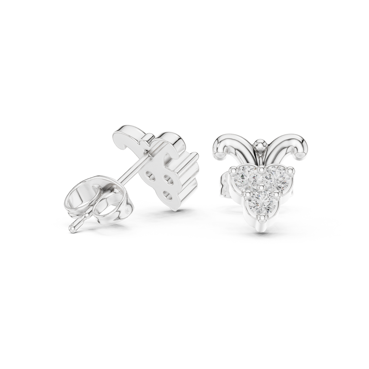 Bow Petal Trinity Diamond Studs