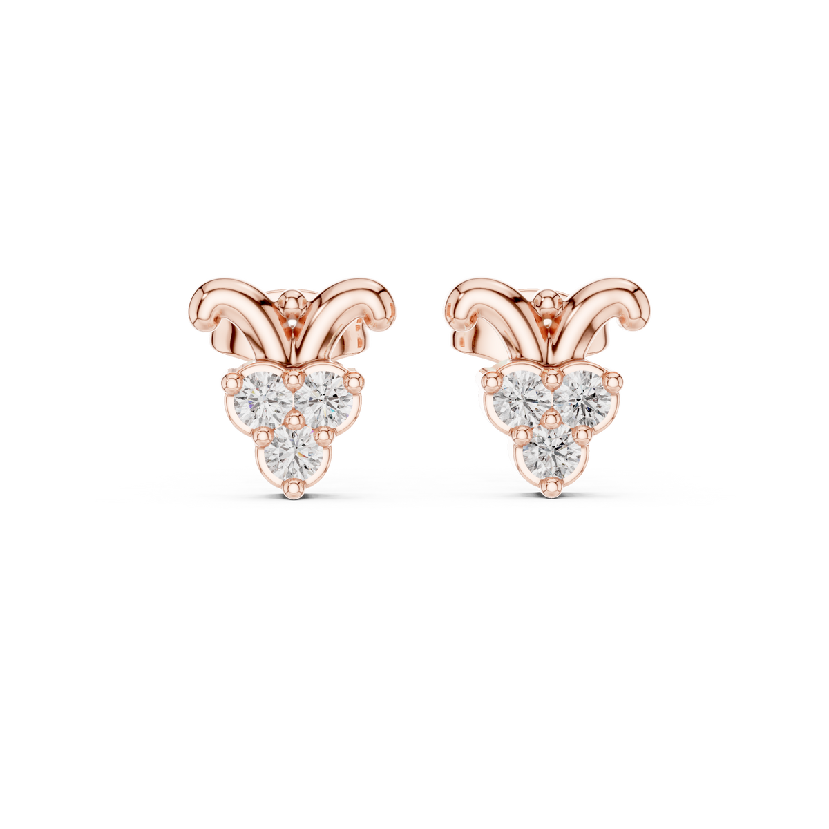 Bow Petal Trinity Diamond Studs