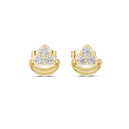 Crescent Crown Trinity Diamond Studs