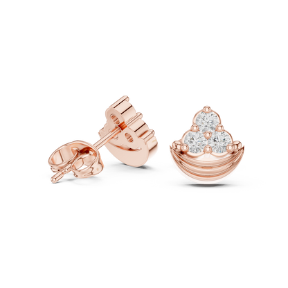 Crescent Crown Trinity Diamond Studs