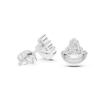 Crescent Crown Trinity Diamond Studs