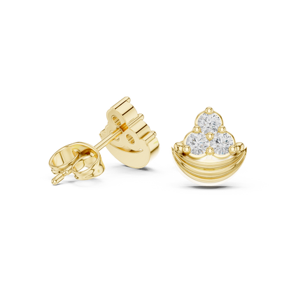 Crescent Crown Trinity Diamond Studs