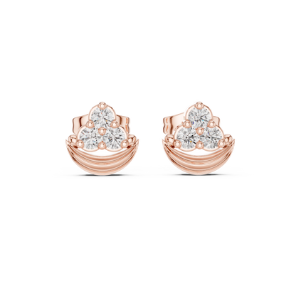 Crescent Crown Trinity Diamond Studs