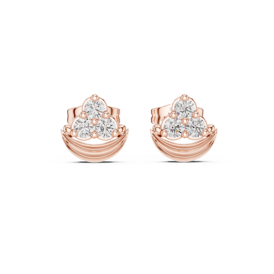 Crescent Crown Trinity Diamond Studs