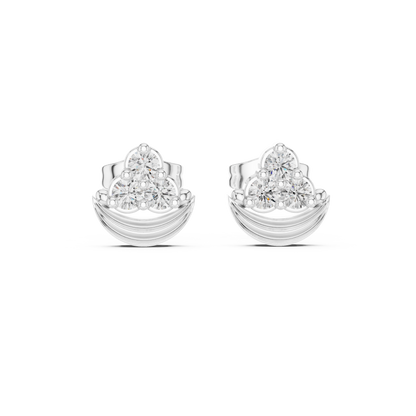 Crescent Crown Trinity Diamond Studs