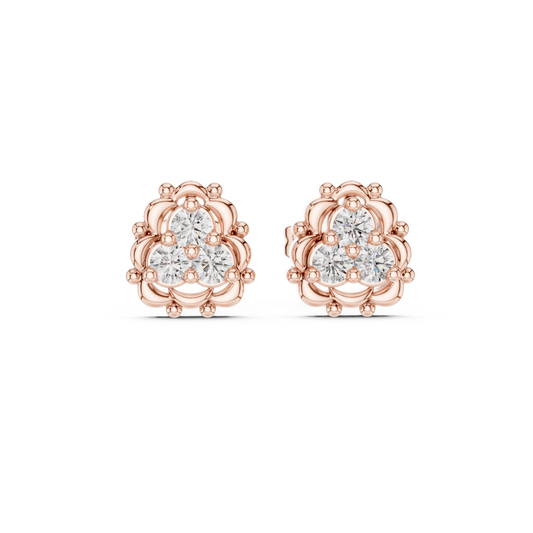 Ornate Trinity Bloom Diamond Studs