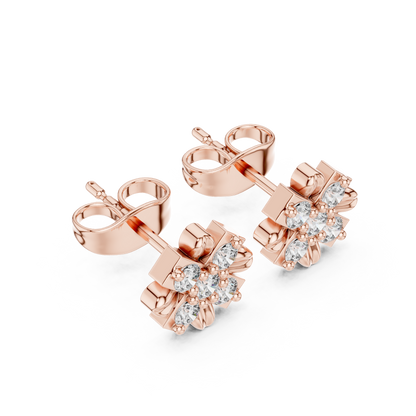 Sculpted Petal Starburst Diamond Studs