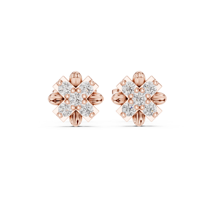 Sculpted Petal Starburst Diamond Studs
