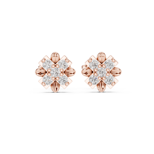 Sculpted Petal Starburst Diamond Studs
