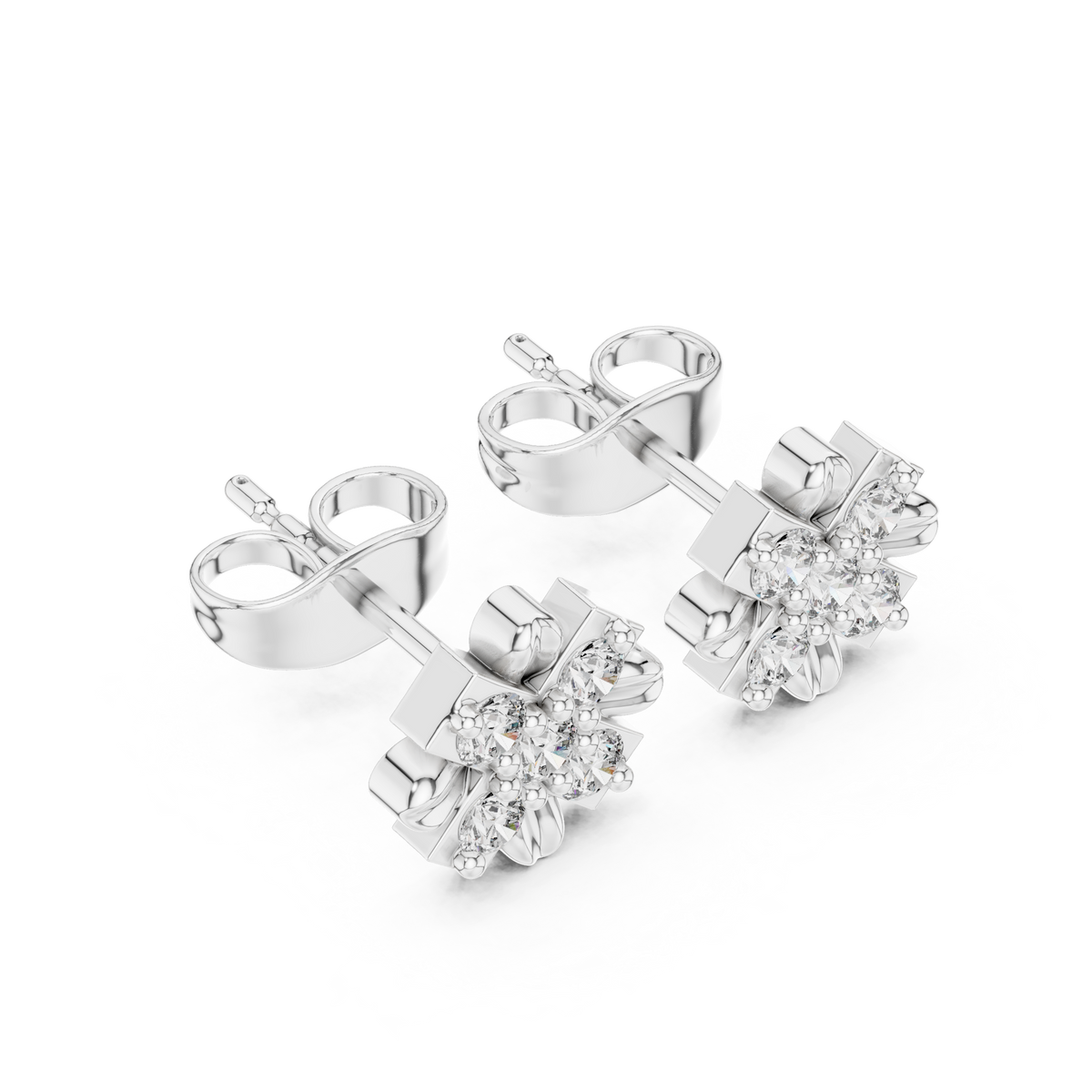 Sculpted Petal Starburst Diamond Studs