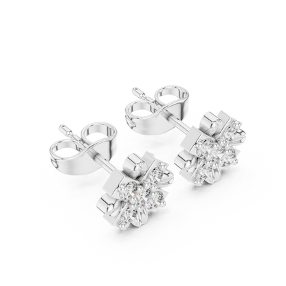 Sculpted Petal Starburst Diamond Studs