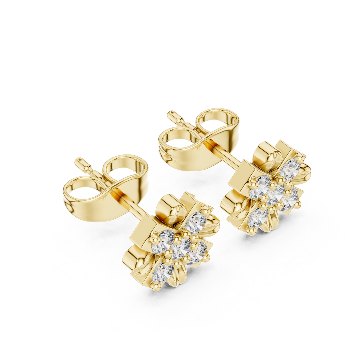 Sculpted Petal Starburst Diamond Studs