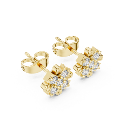 Sculpted Petal Starburst Diamond Studs
