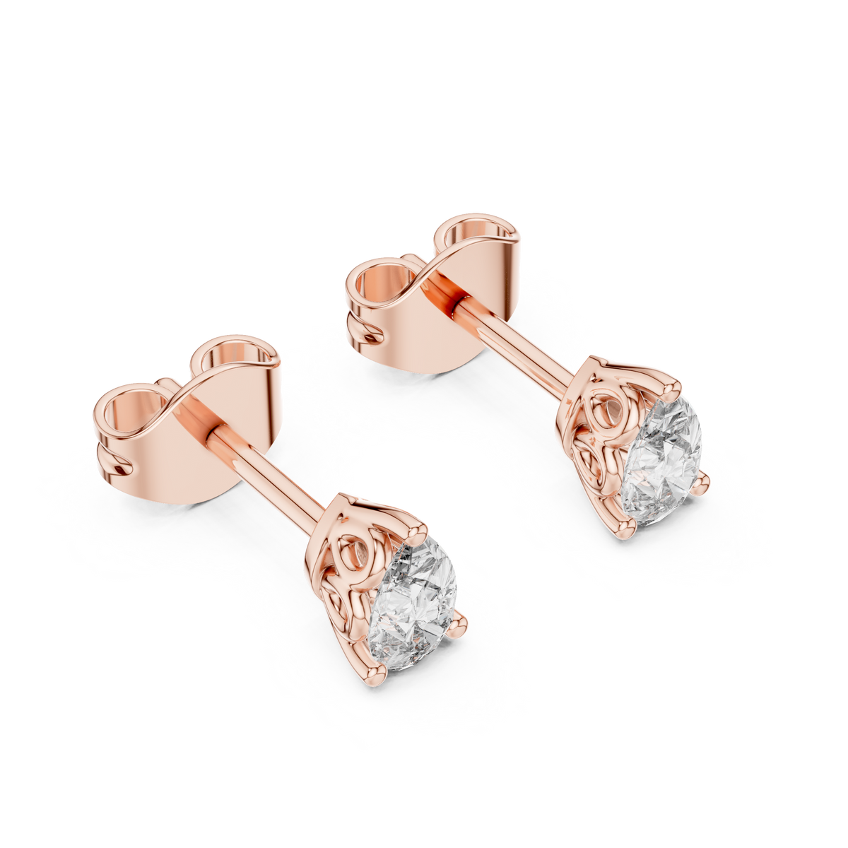 Marivelle Pear Diamond Crown Prong Studs