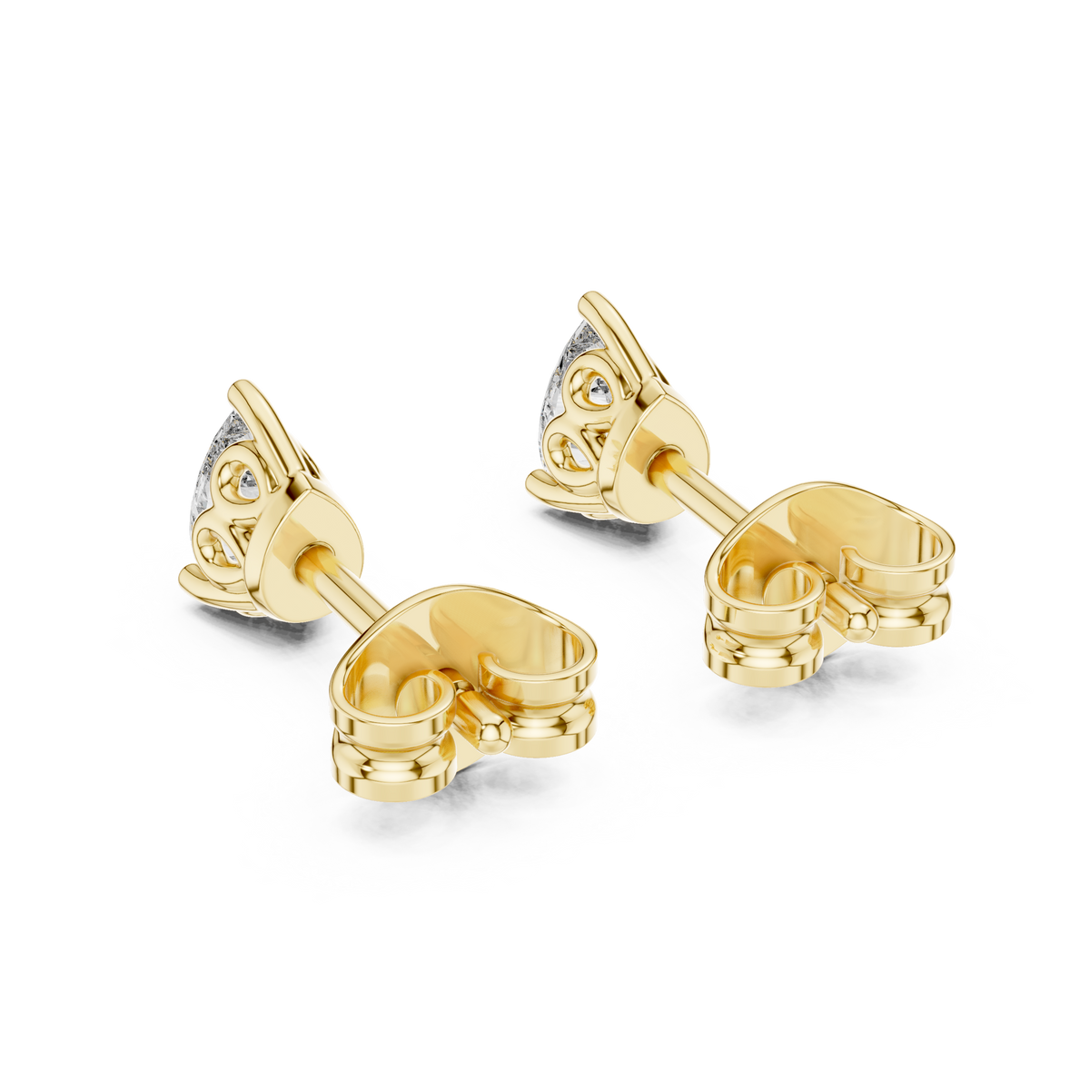 Marivelle Pear Diamond Crown Prong Studs
