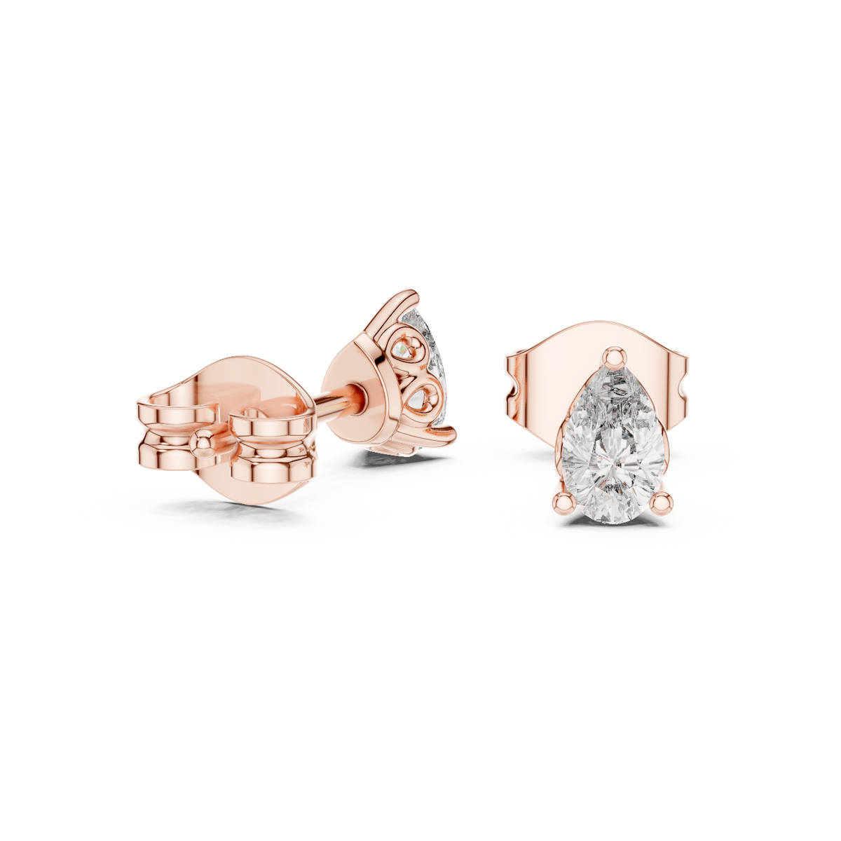 Marivelle Pear Diamond Crown Prong Studs