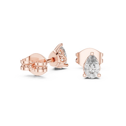 Marivelle Pear Diamond Crown Prong Studs