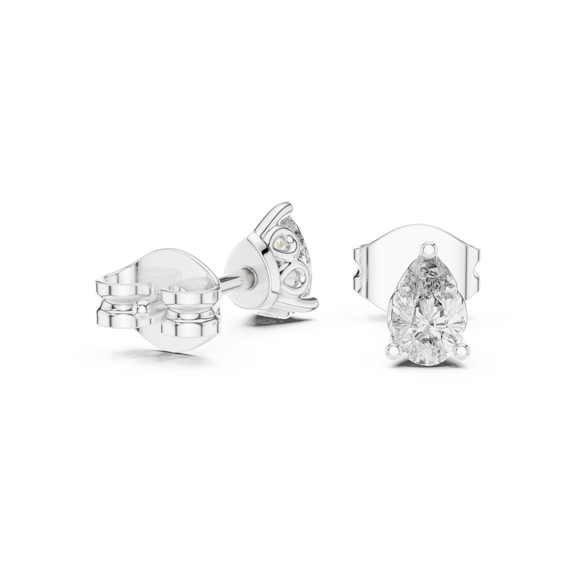 Marivelle Pear Diamond Crown Prong Studs