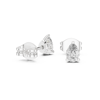 Marivelle Pear Diamond Crown Prong Studs