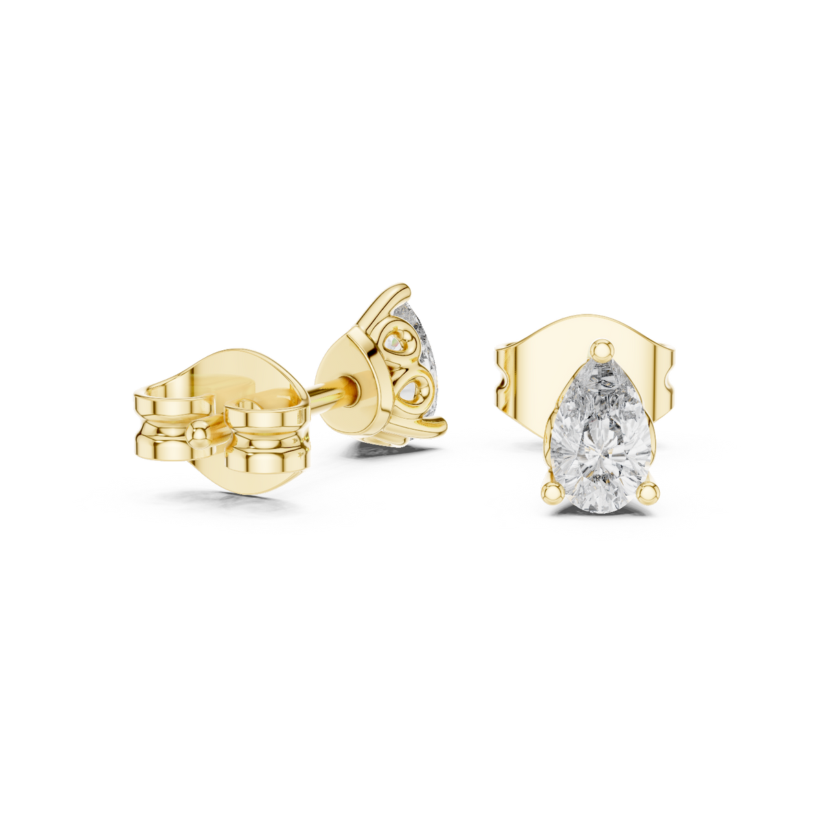 Marivelle Pear Diamond Crown Prong Studs
