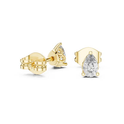 Marivelle Pear Diamond Crown Prong Studs