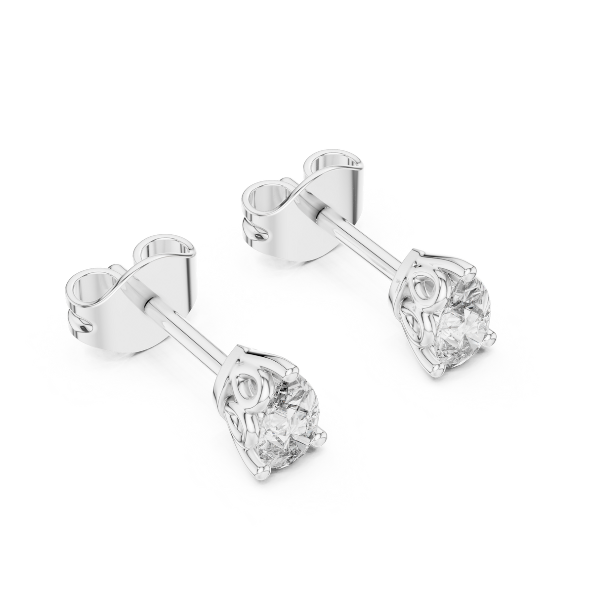 Marivelle Pear Diamond Crown Prong Studs