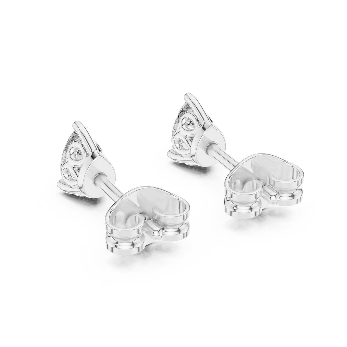 Marivelle Pear Diamond Crown Prong Studs