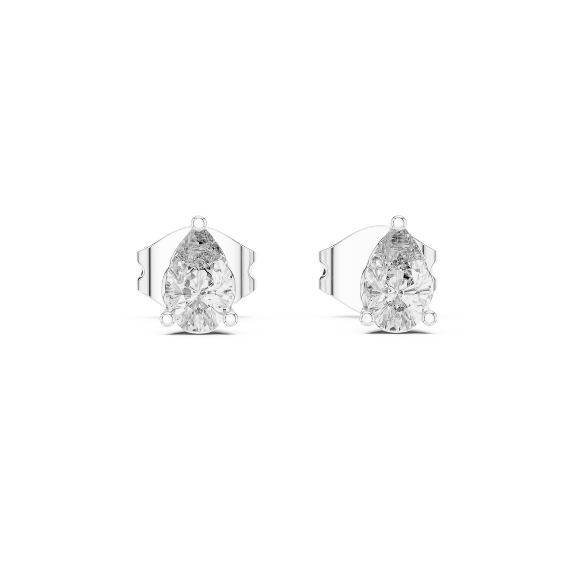Marivelle Pear Diamond Crown Prong Studs