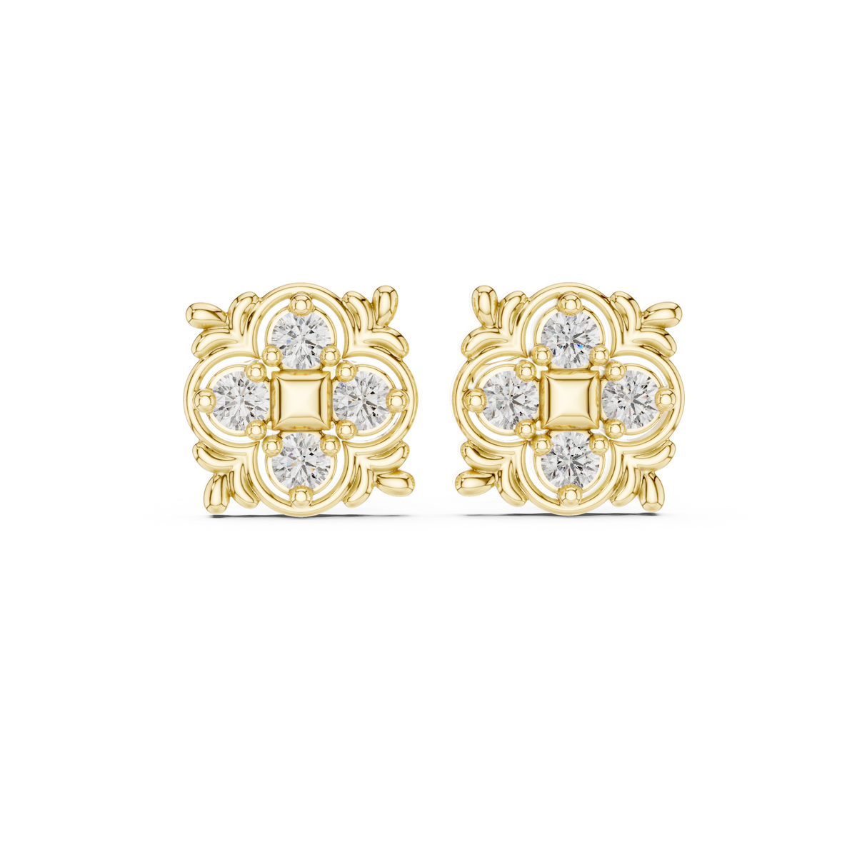 Regal Quatrefoil Bloom Diamond Studs