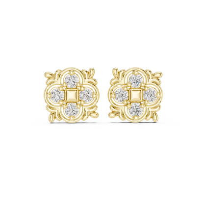 Regal Quatrefoil Bloom Diamond Studs