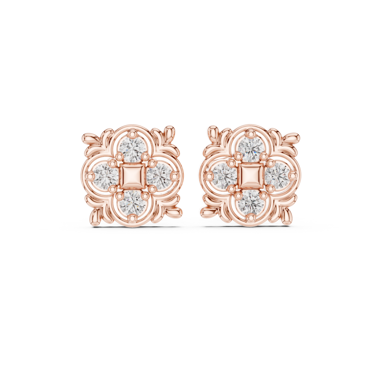Regal Quatrefoil Bloom Diamond Studs