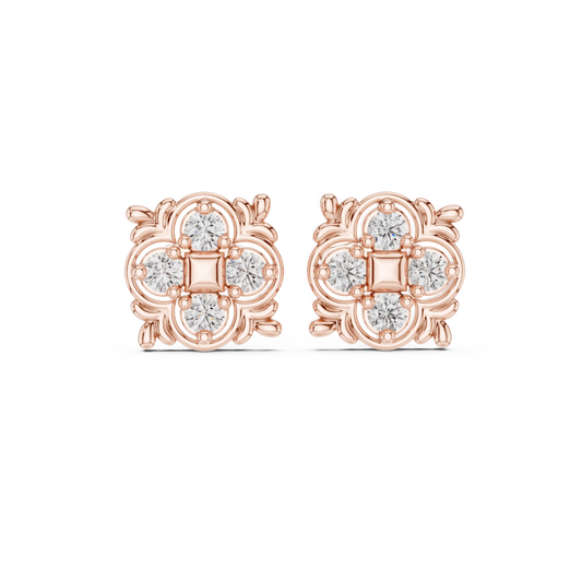 Regal Quatrefoil Bloom Diamond Studs