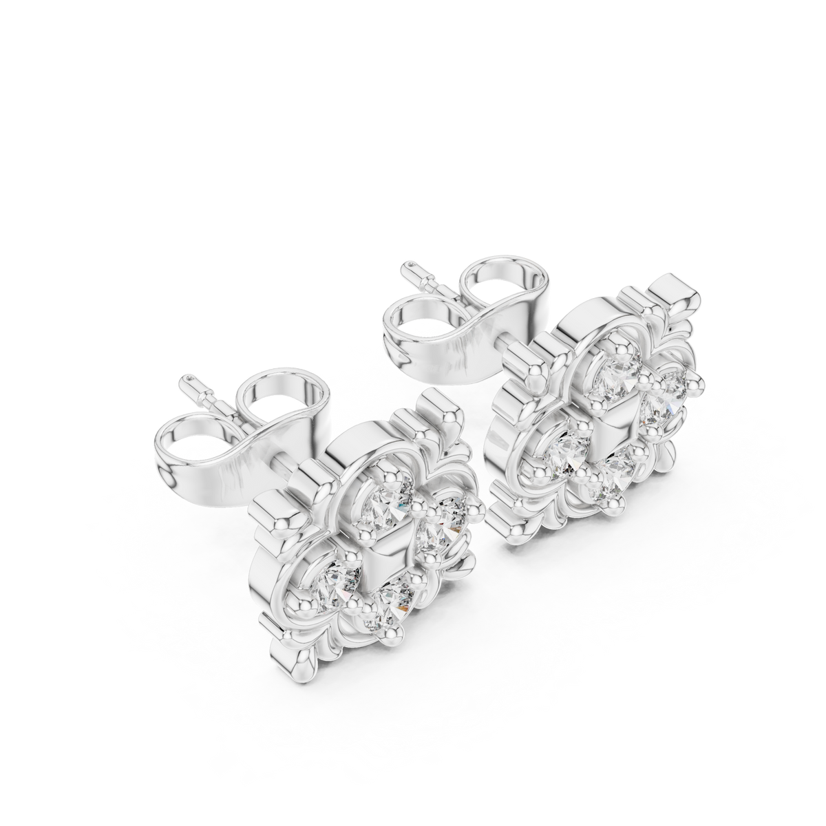 Regal Quatrefoil Bloom Diamond Studs