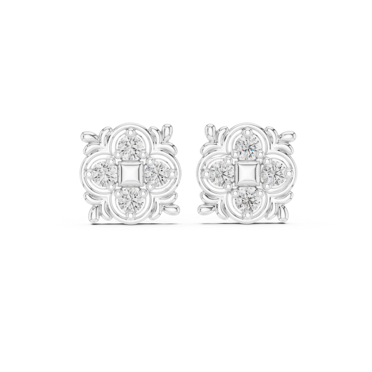 Regal Quatrefoil Bloom Diamond Studs
