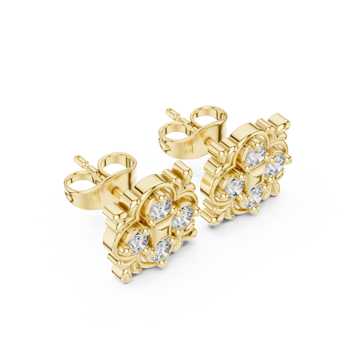 Regal Quatrefoil Bloom Diamond Studs