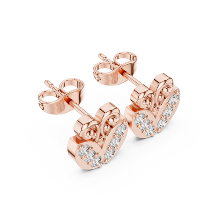Filigree Heart Crest Diamond Studs