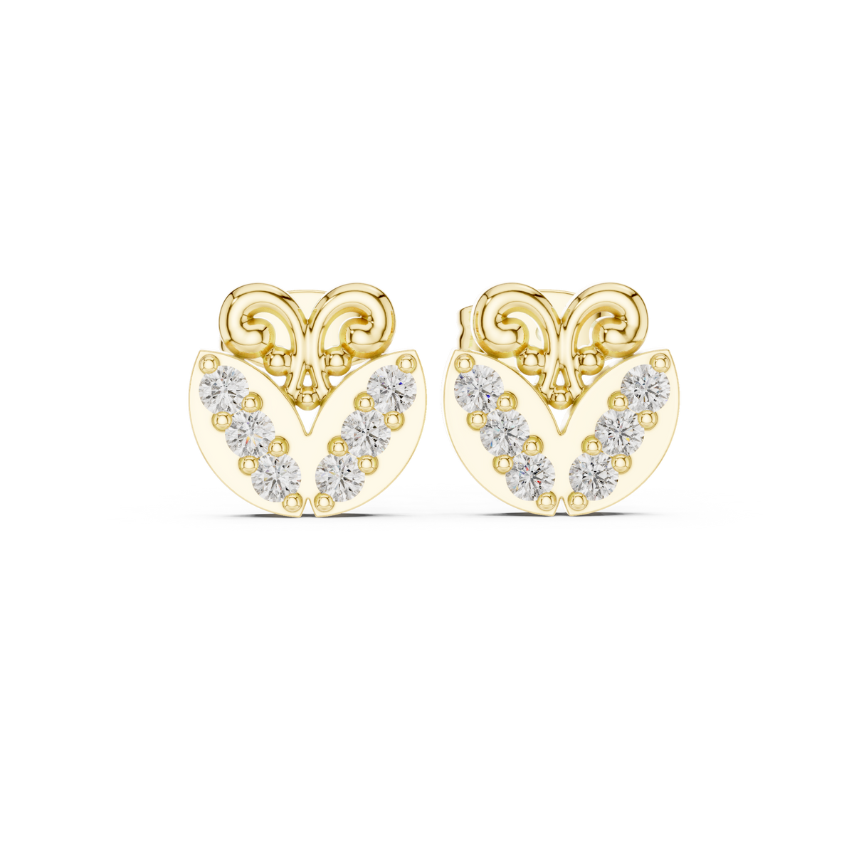 Filigree Heart Crest Diamond Studs