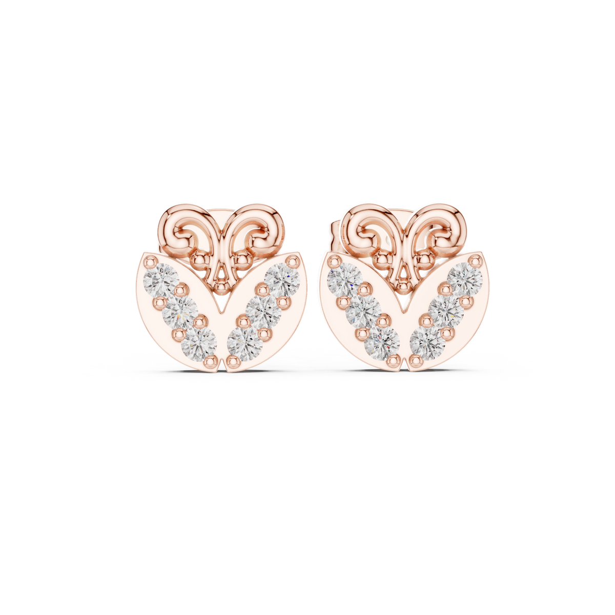 Filigree Heart Crest Diamond Studs
