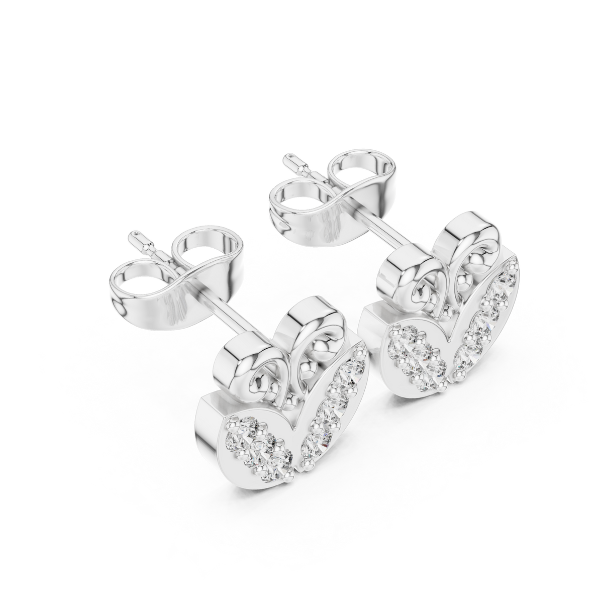 Filigree Heart Crest Diamond Studs
