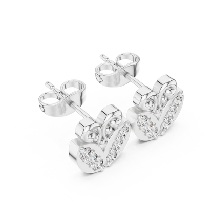 Filigree Heart Crest Diamond Studs