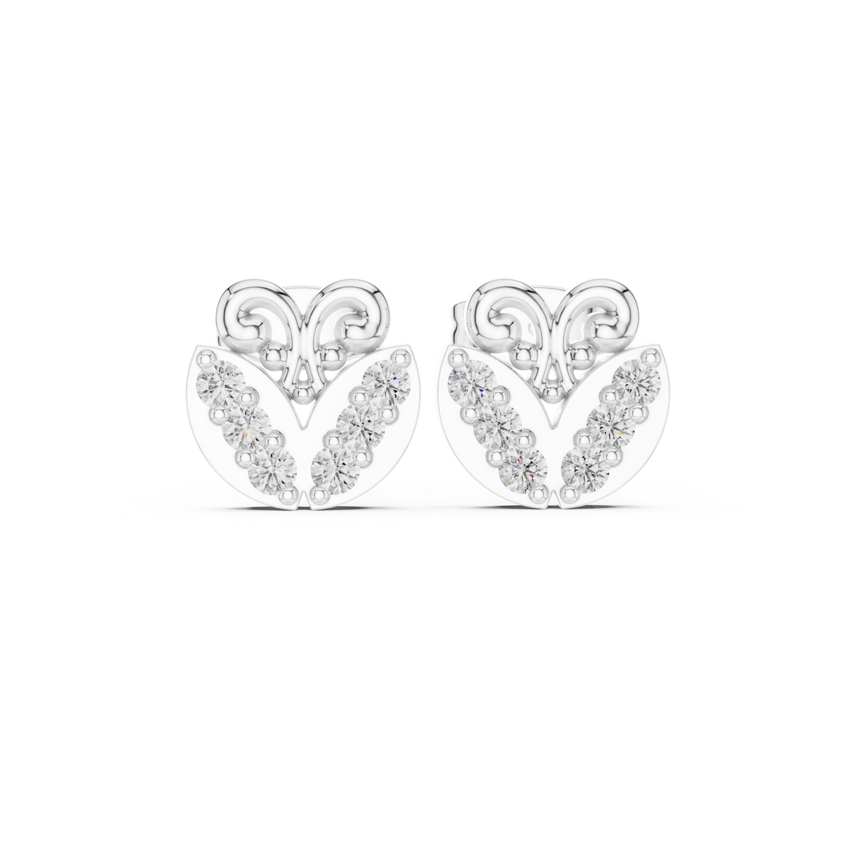 Filigree Heart Crest Diamond Studs