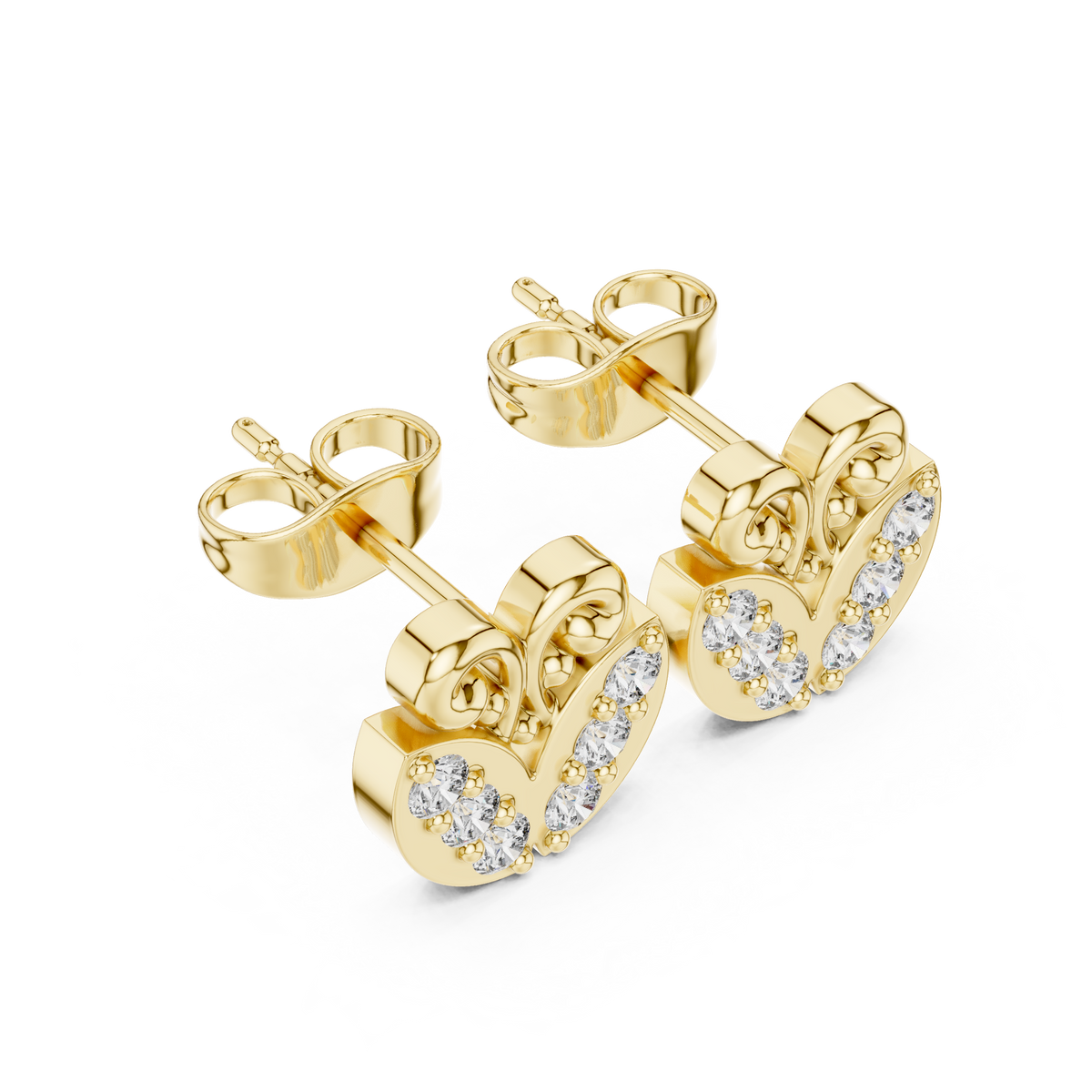 Filigree Heart Crest Diamond Studs