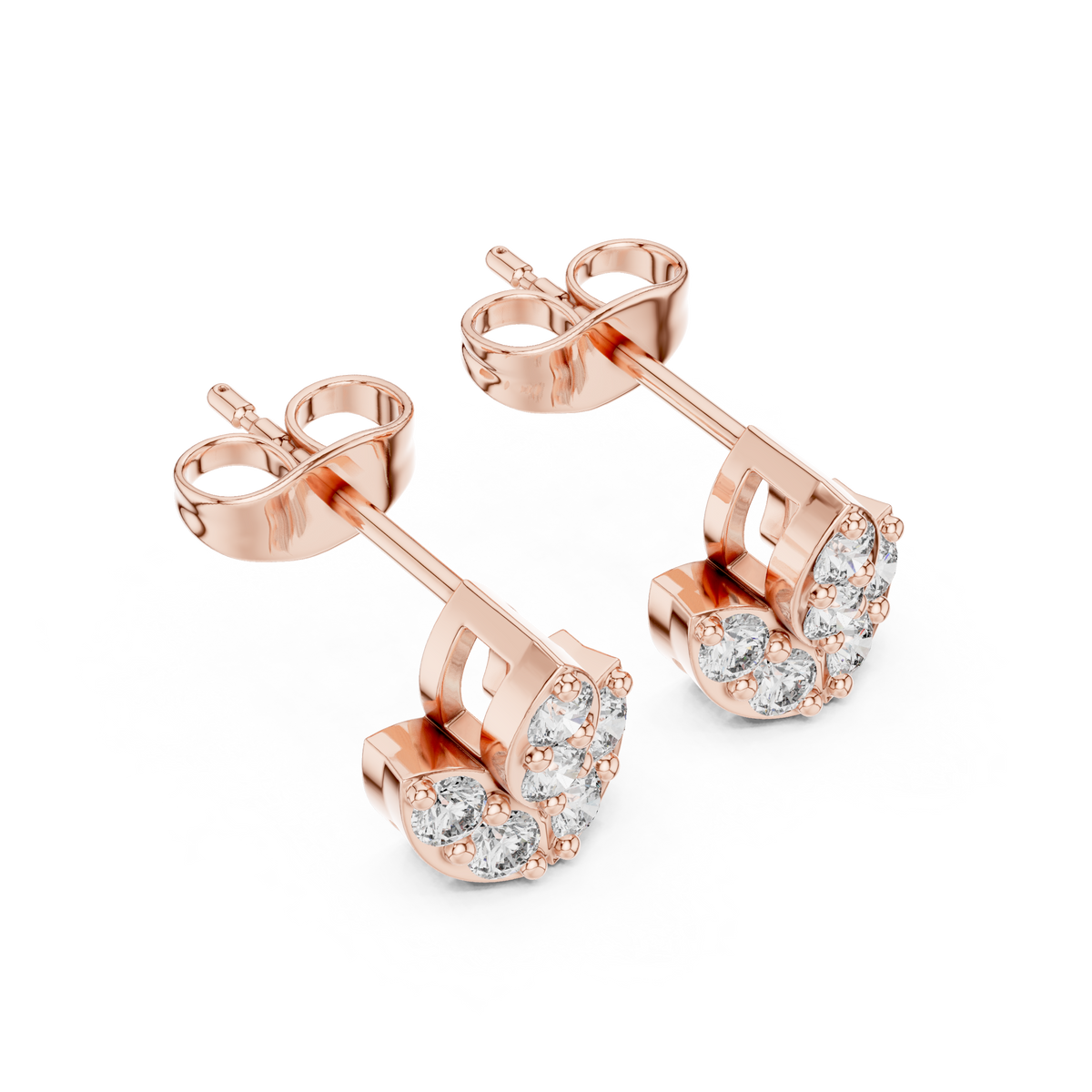 Lotus Crest Five Stone Diamond Studs