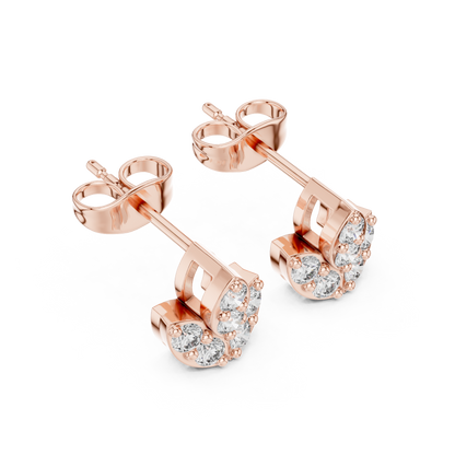 Lotus Crest Five Stone Diamond Studs