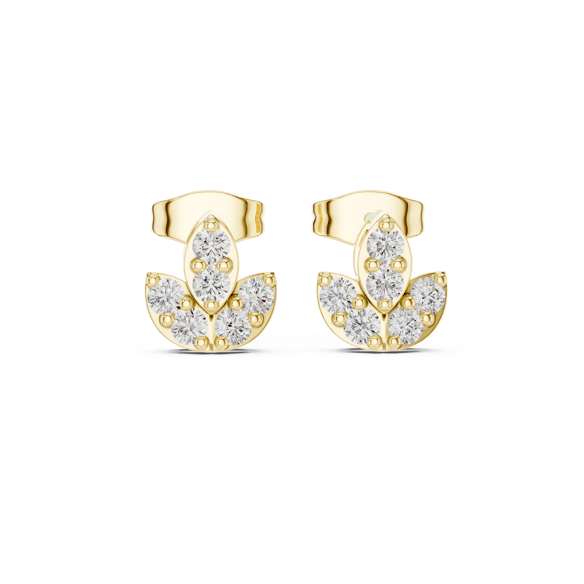 Lotus Crest Five Stone Diamond Studs